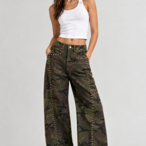 pantalon balloon camouflage clouté