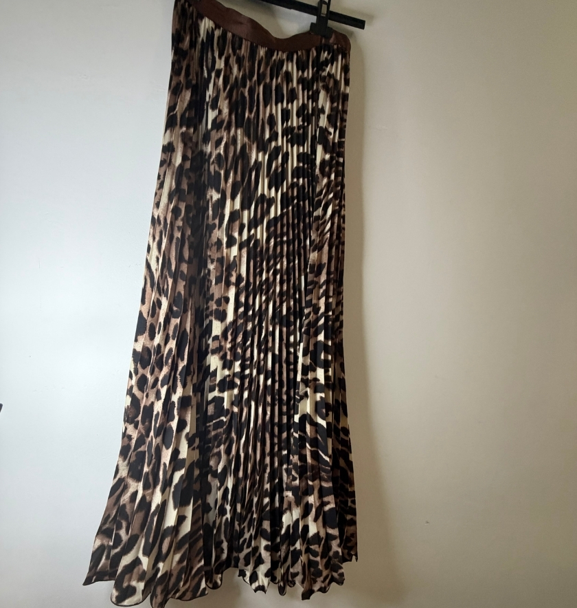 jupe maxi plissée leopard