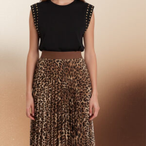 jupe maxi plissée leopard