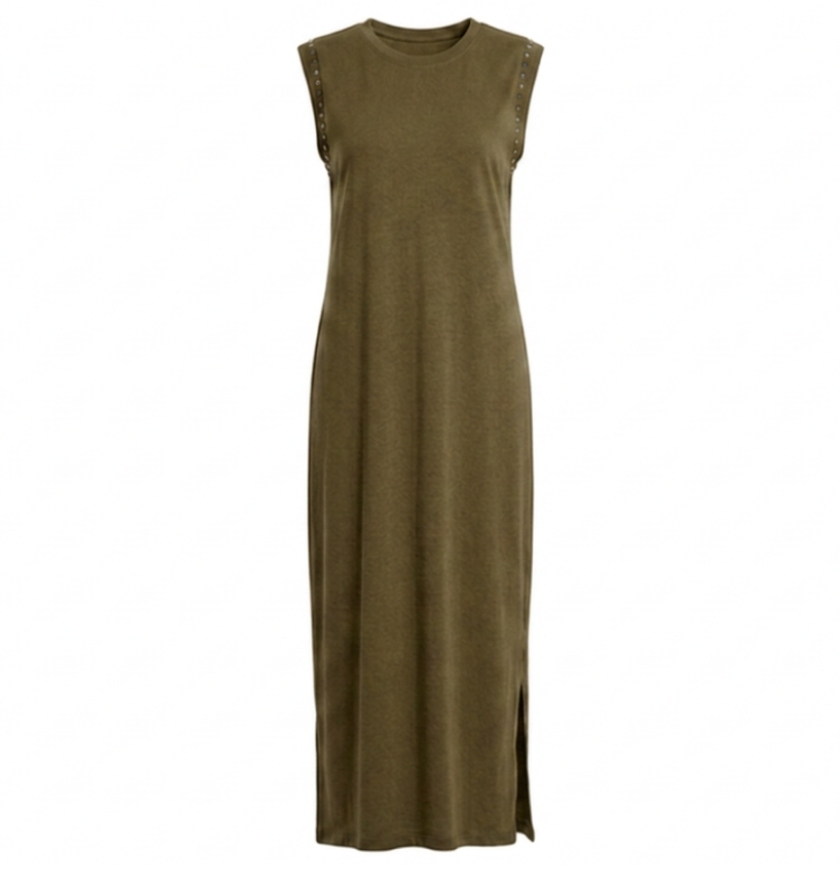 ROBE LONGUE ROCK À EMMANCHURES CLOUTÉES (avec épaulettes)