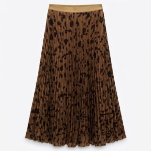 JUPE MAXI PLISSÉE (léopard fond marron)