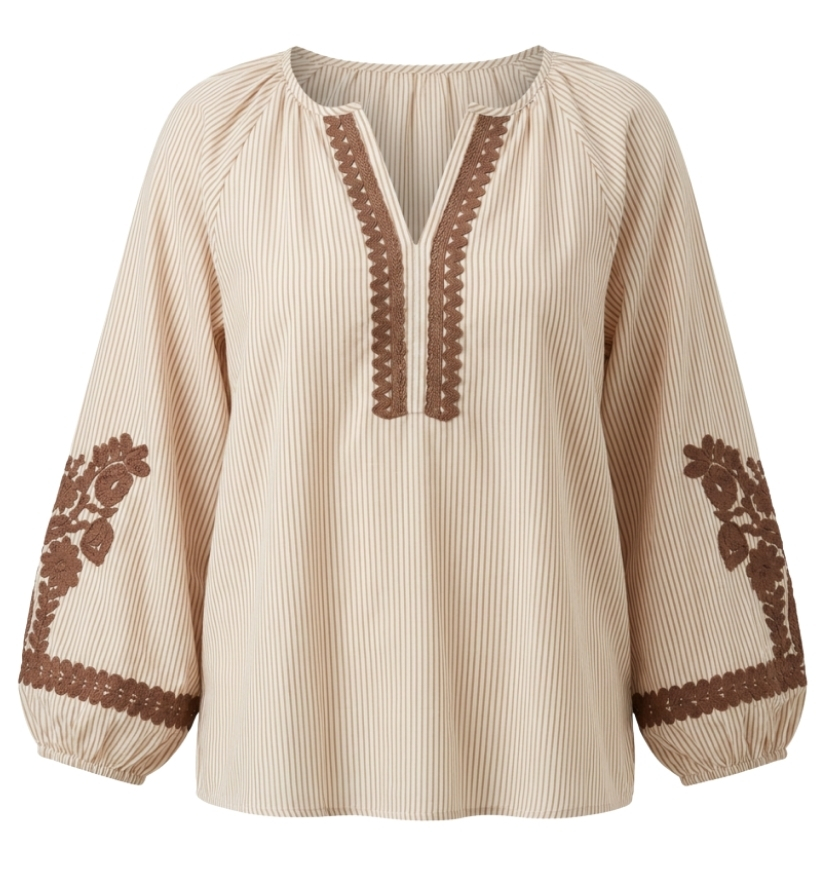 BLOUSE BOHÈME beige, chocolat
