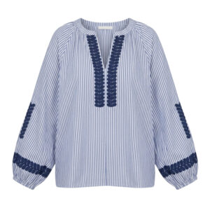 BLOUSE, TUNIQUE blanche et bleu marine