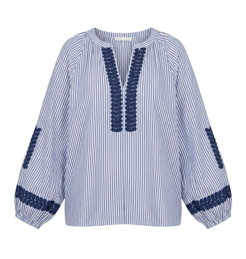 BLOUSE, TUNIQUE blanche et bleu marine