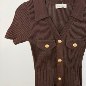 robe en maille sculptante a boutons dorés Sé Pop !