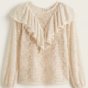 BLOUSE EN DENTELLES - COL À VOLANTS