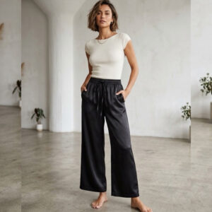 pantalon satiné noir