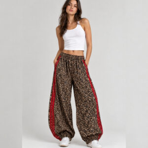 PANTALON ALADDIN (léopard avec bandes rouges sur le coté)
